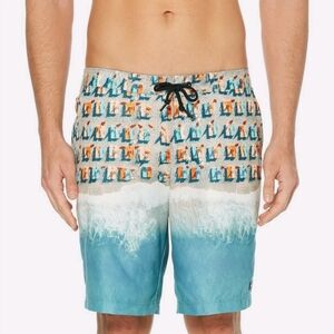 Perry Ellis Water Repellent Swim Board Shorts I. Dynasty Green 8" Inseam NWT